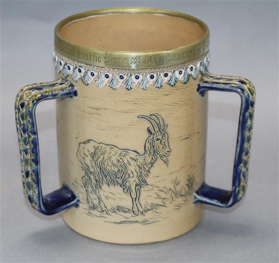 A Hannah Barlow for Doulton Lambeth a sgraffito goat tyg height 17cm